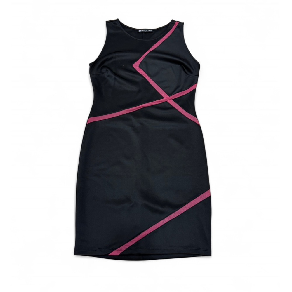 Fashion to Figure Black Mini Dress with Pink Striping (BOGO)